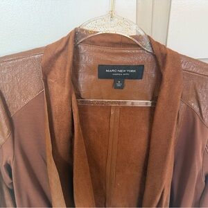 Marc New York Chocolate Brown Faux-Leather Mixed-Media Jacket